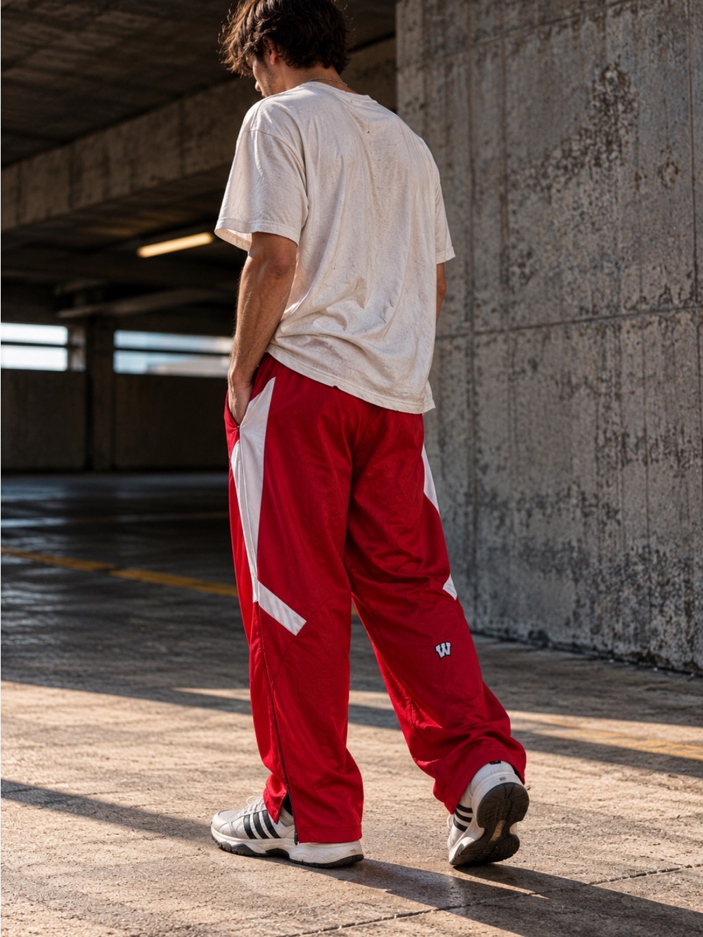 Adidas Wisconsin Badgers ClimaLite Wide Leg Track Pants Men’s XL Red